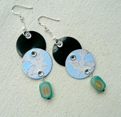 Ciao Uccellino - 2-Tier Drop Earrings with Painted Agate by Crostini Designs