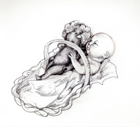 Brothers and Sisters: Graphite drawing on paper by Meredith Cutler