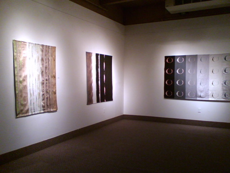 Jacquard woven fabric panels by Laura Shirreff at the Krause Gallery